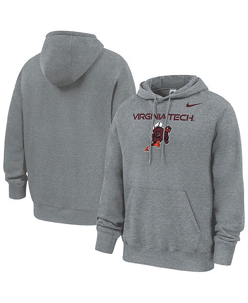 Men's Gray Virginia Tech Hokies Rushing Hokie Club Fleece Hoodie