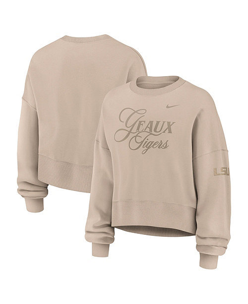 Women's Tan LSU Tigers Neutral Stance Collection Oversized Phoenix Fleece Sweatshirt