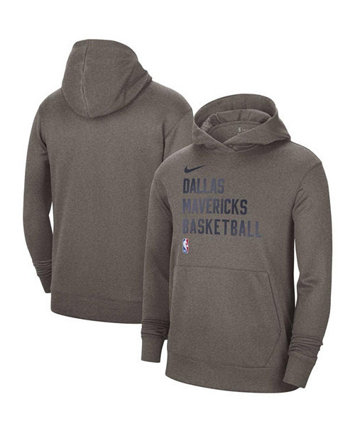 Men's and Women's Olive Gray Dallas Mavericks 2023/24 Performance Spotlight On-Court Practice Pullover Hoodie