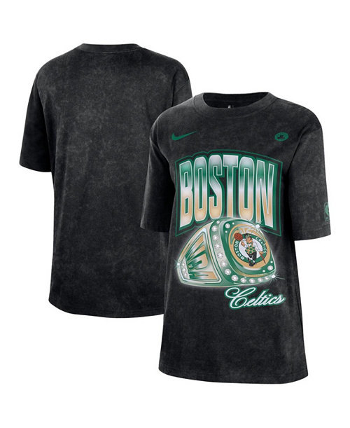 Women's Black Boston Celtics Courtside Original Content Vintage Washed Boyfriend T-Shirt