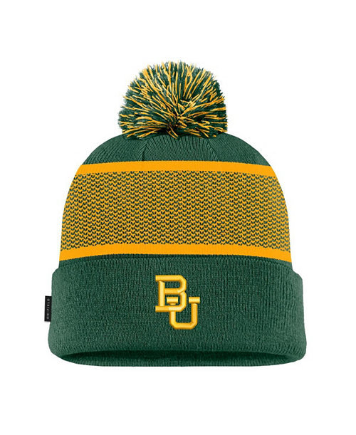 Men's Green Baylor Bears 2024 Sideline Peak Cuffed with Pom Knit Hat