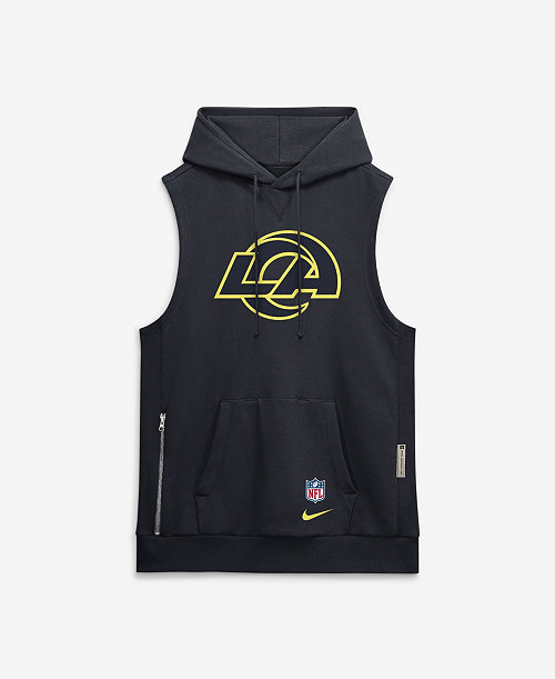 Men's  Navy Los Angeles Rams Rivalries Collection Sideline Sleeveless Fleece Hoodie