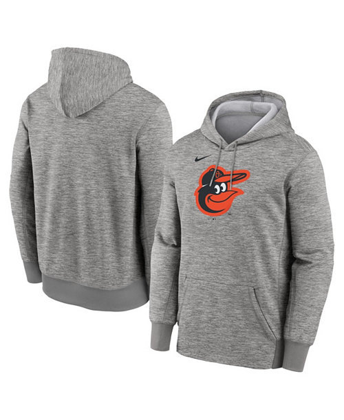 Men's Heather Gray Baltimore Orioles Primary Logo Therma Hoodie