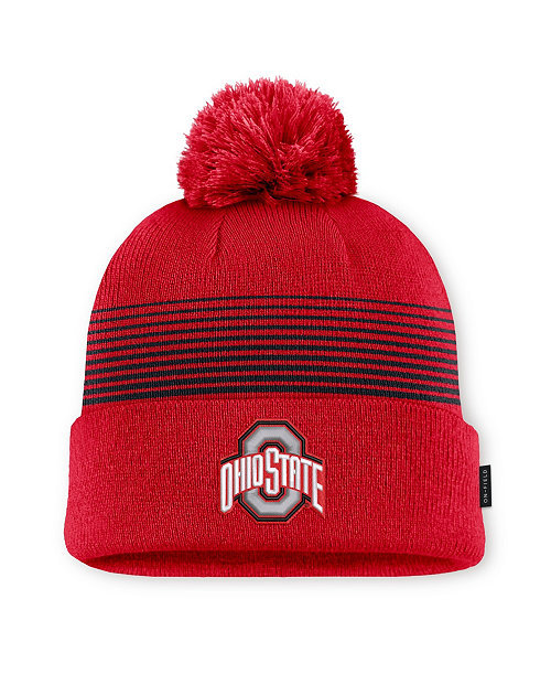Men's and Women's Scarlet Ohio State Buckeyes 2026 On-Field Cuffed Knit Pom Hat