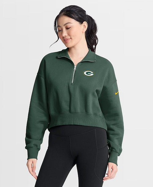 Women's Green Green Bay Packers Phoenix Fleece Quarter-Zip Sweatshirt