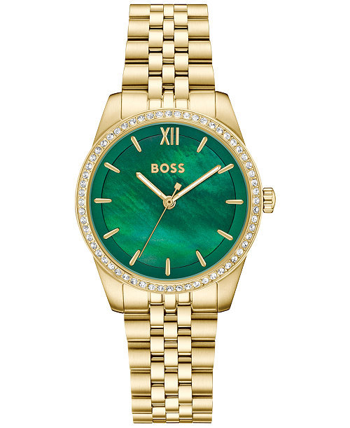Women's Graceful Quartz Ionic Plated Thin Gold Steel Watch 32mm
