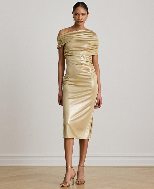 Women's Metallic Off-the-Shoulder Cocktail Dress