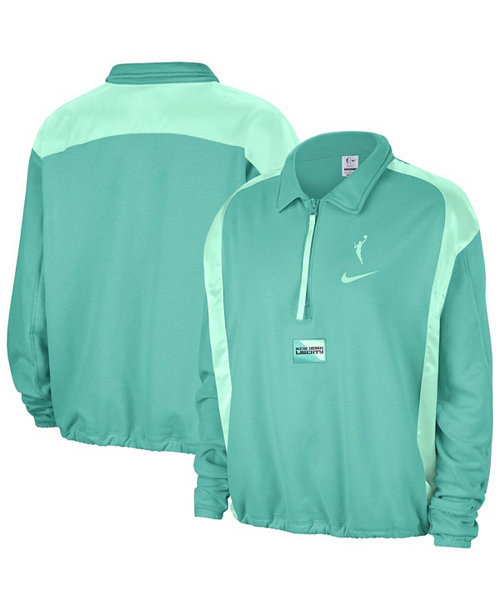 Women's Mint New York Liberty Basketball Fleece Quarter-Zip Performance Pullover