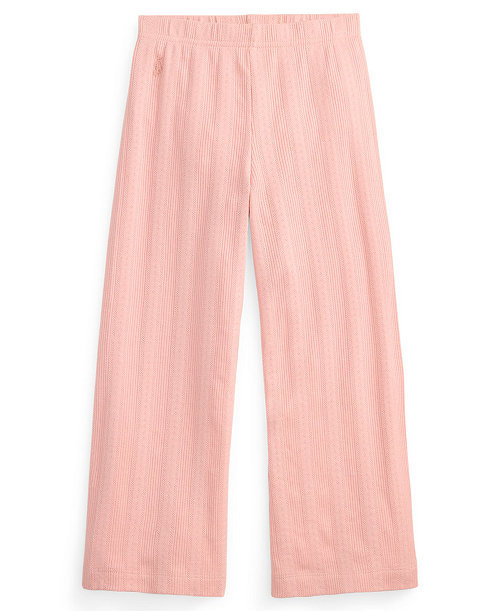 Girls' 2T-6X Pointelle-Knit Wide-Leg Cotton Pants