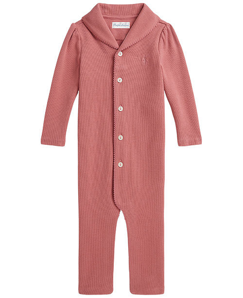 Baby Girls' Estate Rib Shawl Collar Coverall