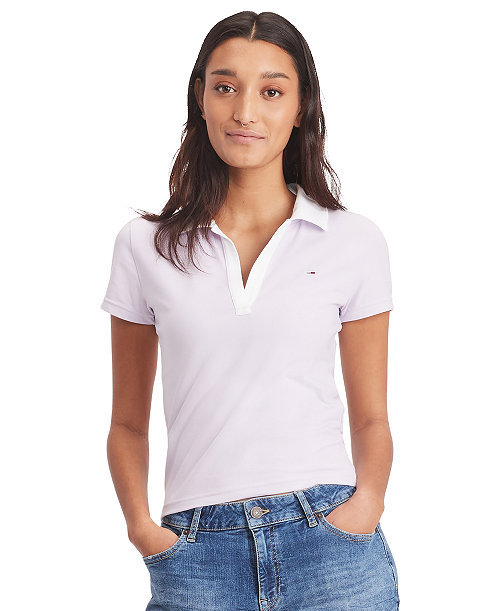 Women's Contrast-Collar Short-Sleeve Top