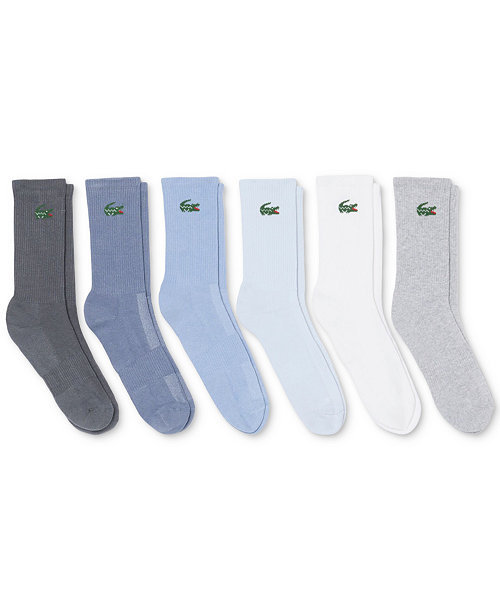 Men's Ribbed Cotton-Blend Crew Socks, 6-Pack