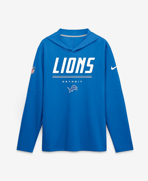 Men's Blue Detroit Lions Sideline Lightweight Long Sleeve Dri-FIT Hoodie