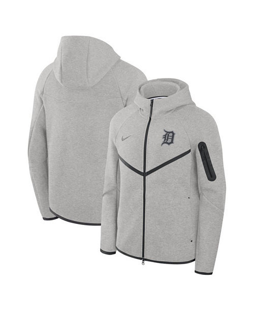 Men's Heather Charcoal Detroit Tigers Tech Fleece Windrunner Full-Zip Hoodie Jacket