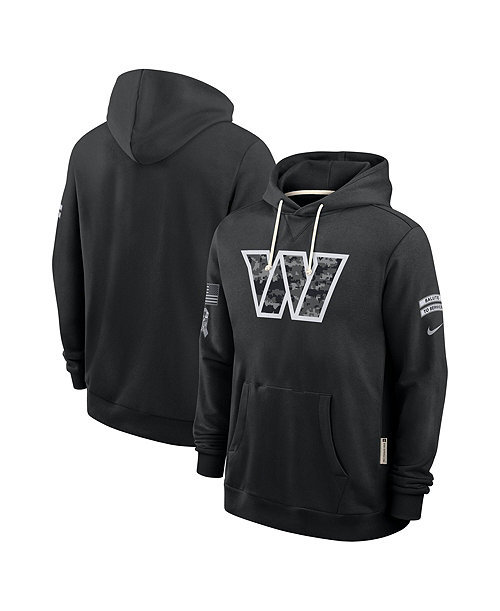 Men's Black Washington Commanders 2026 Salute to Service Sideline Pullover Hoodie