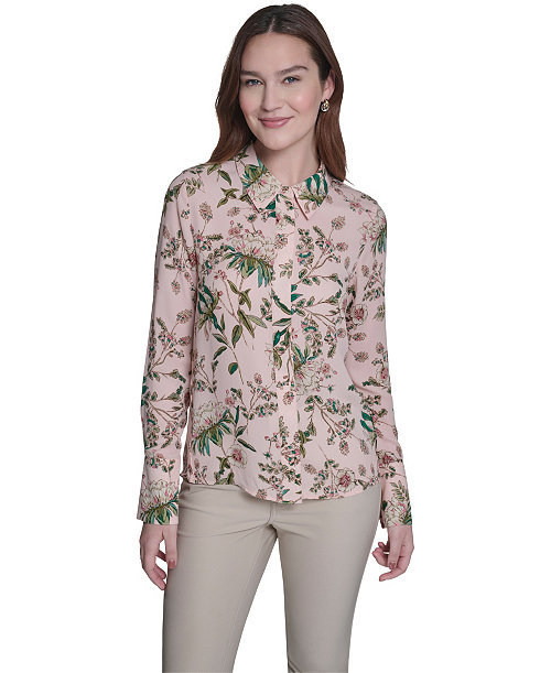 Women's Slim Fit Floral Collared Blouse