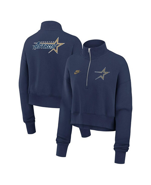 Women's Navy Houston Astros Cooperstown Collection Phoenix Fleece Half-Zip Sweatshirt