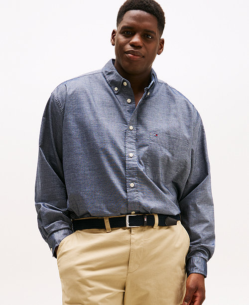 Men's Big & Tall Classic-Fit Stretch Solid Capote Shirt