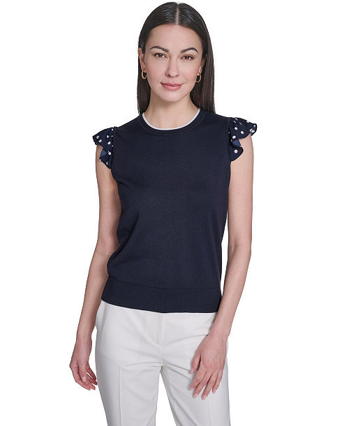 Women's Mixed Media Sleeveless Sweater