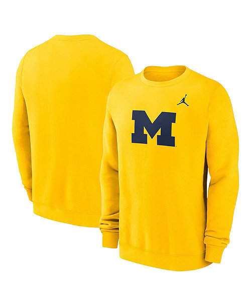 Men's Maize Michigan Wolverines Primetime Fleece Pullover Sweatshirt