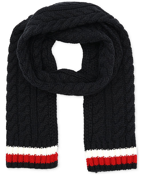 Men's Cable Knit Global Stripe Scarf
