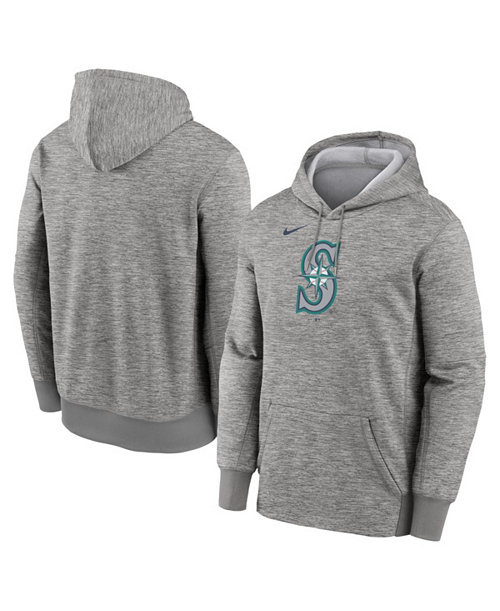 Men's Heather Gray Seattle Mariners Primary Logo Therma Hoodie