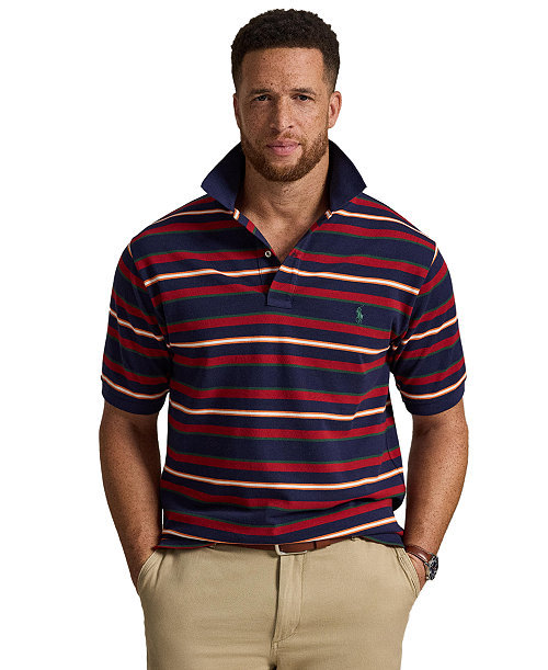 Men's Big & Tall Striped Mesh Polo Shirt