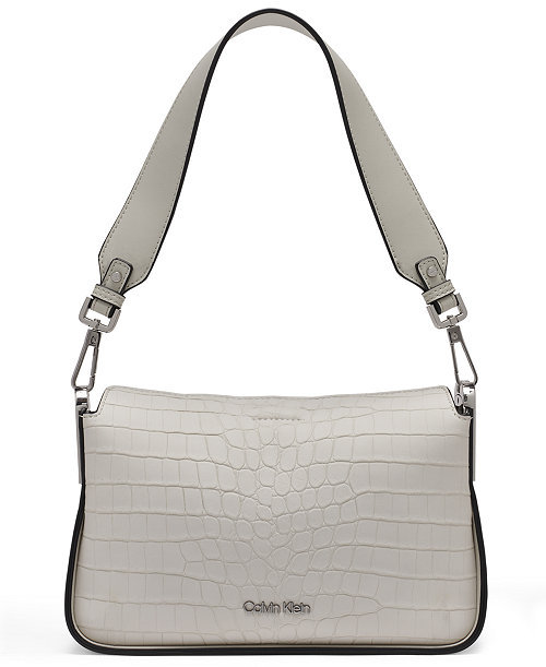 Fay Sueded Croc Medium Shoulder Bag