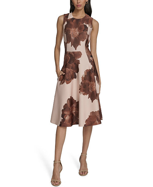 Women’s Printed Scuba Fit & Flare Dress