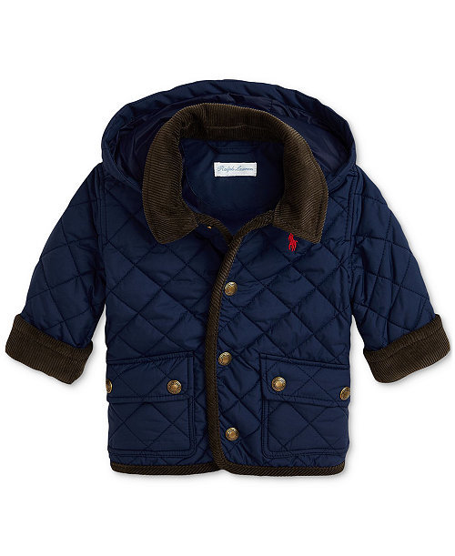 Baby Boys Corduroy-Trim Barn Jacket With Removable Hood