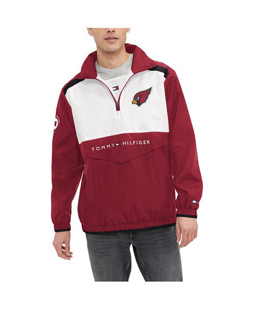 Men's Cardinal, White Arizona Cardinals Carter Half-Zip Hooded Top