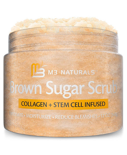 Brown Sugar Body Scrub with Collagen Stem Cell Exfoliating Body Scrubber Face Cleanser 12 oz