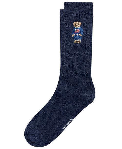 Men's Embroidered Bear Socks