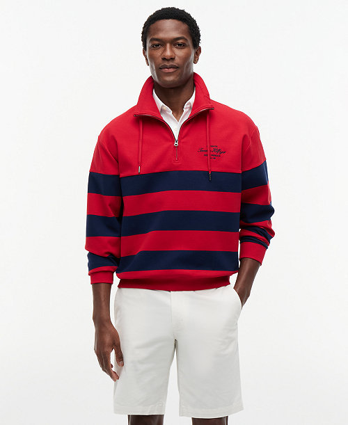 Men's Nautical Block Stripe Quarter-Zip Sweatshirt