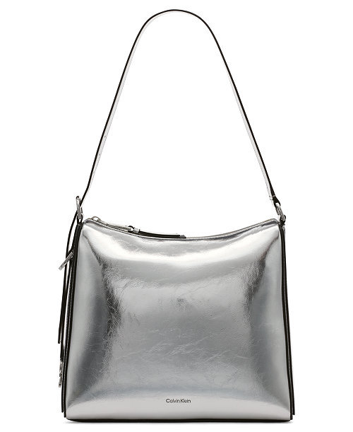 Mandy Metallic Top Zipper Shoulder Bag