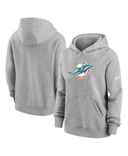 Women's Heather Gray Miami Dolphins Club Fleece Pullover Hoodie