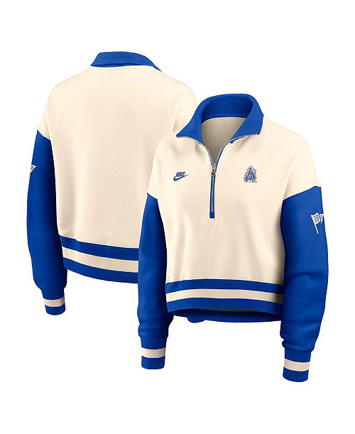 Women's Duke Blue Devils Legacy Oversized Cropped Quarter-Zip Pullover Sweatshirt