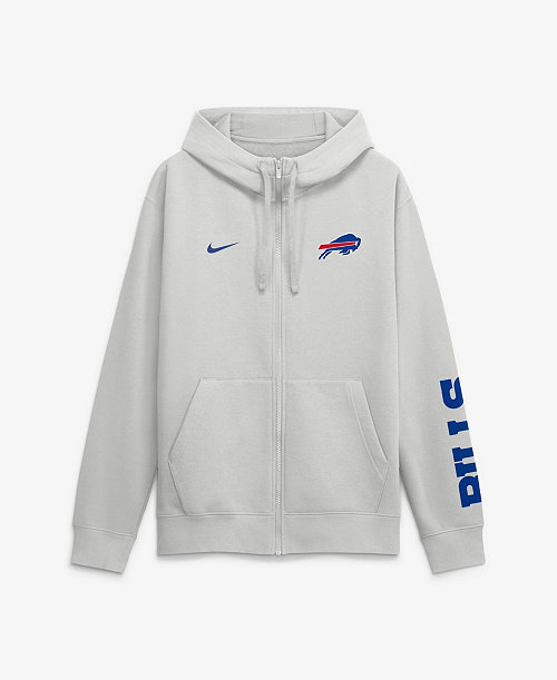 Men's Gray Buffalo Bills Cool Down Club Full-Zip Hoodie