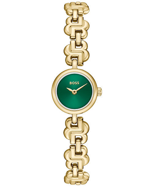 Women's Double B Dressy Quartz Ionic Plated Thin Gold Steel Watch 18.50mm