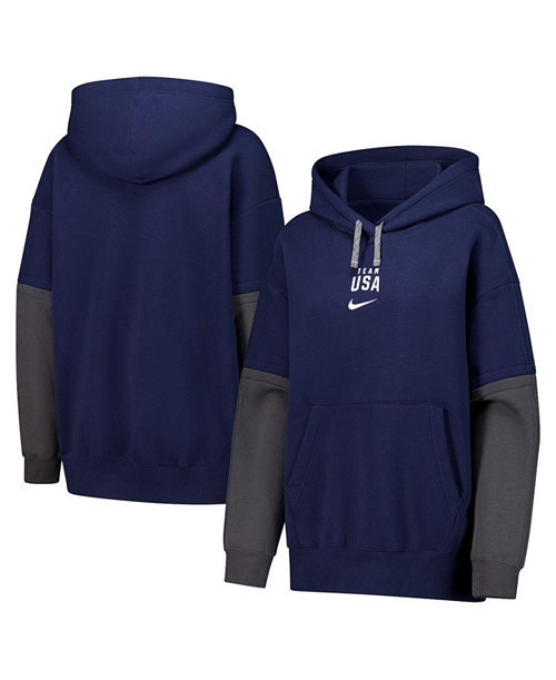 Women's Navy Color Block Essential Pullover Hoodie