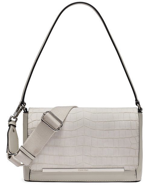 Alia Croc Magnetic Snap Shoulder Bag